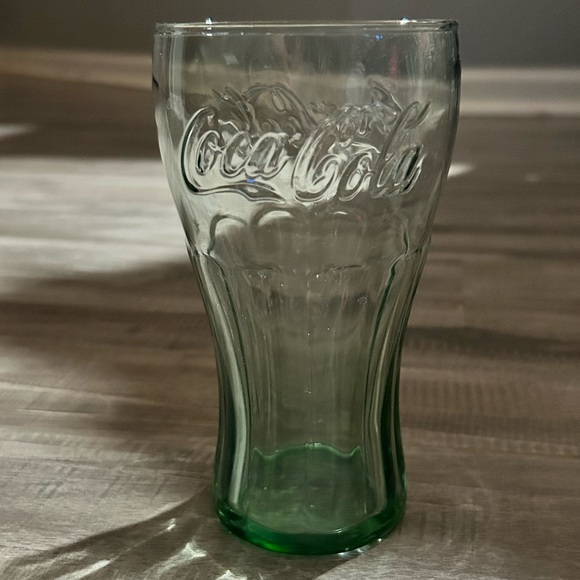 Coke Glass Genuine Coca-Cola Green Large 6" Tall Glass Cup Vintage Style 17 Oz - Picture 1 of 5